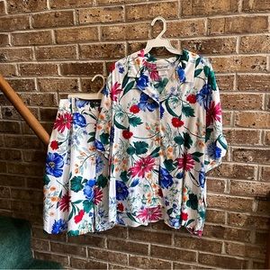 VTG 80s Floral Print Short and Shirt Set NWT